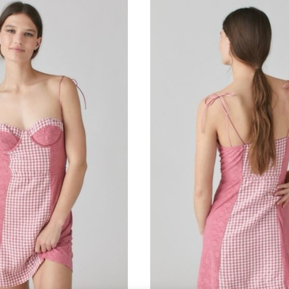 Urban Outfitters Pink Gingham Mini Dress